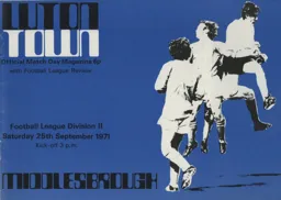 Programme: Luton Town FC vs Middlesbrough (25th Sep 1971)