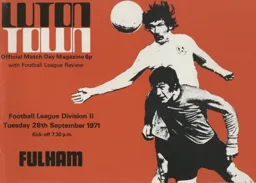 Programme: Luton Town FC vs Fulham (28th Sep 1971)