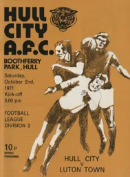 Programme: Hull City vs Luton Town FC (2nd Oct 1971)