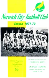 Programme: Norwich City vs Luton Town FC (16th Oct 1971)