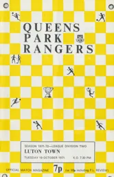 Programme: Queens Park Rangers vs Luton Town FC (19th Oct 1971)