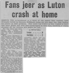 Match Report: Luton Town FC vs Carlisle United (23rd Oct 1971)
