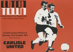 Programme: Luton Town FC vs Carlisle United (23rd Oct 1971)