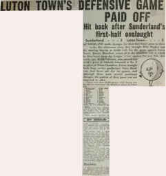 Match Report: Sunderland vs Luton Town FC (30th Oct 1971)