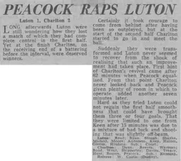 Match Report: Luton Town FC vs Charlton Athletic (6th Nov 1971)