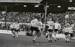 Mike Keeen's flying header goes wide