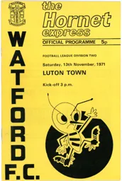 Programme: Watford vs Luton Town FC (13th Nov 1971)