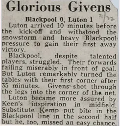 Match Report: Blackpool vs Luton Town FC (20th Nov 1971)