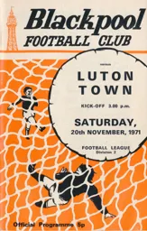Programme: Blackpool vs Luton Town FC (20th Nov 1971)
