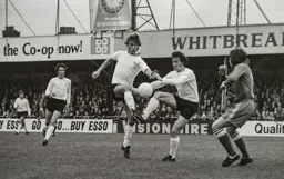 Viv Busby and Gordon Hindson cause confusion in a chaotic first half