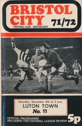 Programme: Bristol City vs Luton Town FC (4th Dec 1971)