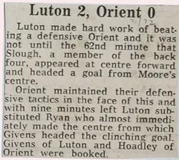 Match Report: Luton Town FC vs Orient (18th Dec 1971)