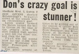 Match Report: Sheffield Wednesday vs Luton Town FC (27th Dec 1972)