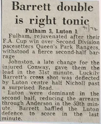 Match Report: Fulham vs Luton Town FC (22nd Jan 1972)