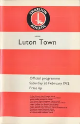 Programme: Charlton Athletic vs Luton Town FC (26th Feb 1972)