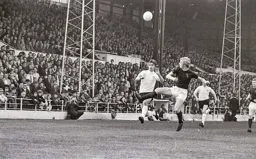 Viv Busby takes the Burnley defence in his stride