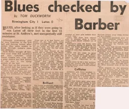 Match Report: Birmingham City vs Luton Town FC (25th Mar 1972)