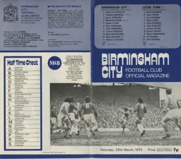 Programme: Birmingham City vs Luton Town FC (25th Mar 1972)