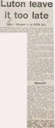 Match Report: Luton Town FC vs Blackpool (8th Apr 1972)