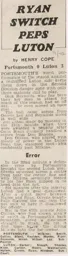 Match Report: Portsmouth vs Luton Town FC (15th Apr 1972)
