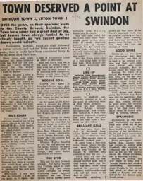 Match Report: Swindon Town vs Luton Town FC (18th Apr 1972)