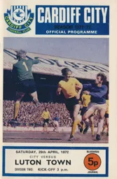 Programme: Cardiff City vs Luton Town FC (29th Apr 1972)