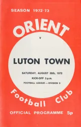 Programme: Orient vs Luton Town FC (26th Aug 1972)