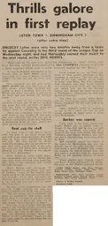 Match Report: Luton Town FC vs Birmingham City (13th Sep 1972)