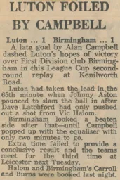 Match Report: Luton Town FC vs Birmingham City (13th Sep 1972)