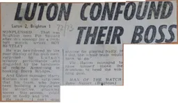 Match Report: Luton Town FC vs Brighton & Hove Albion (16th Sep 1972)