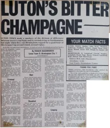Match Report: Luton Town FC vs Birmingham City (19th Sep 1972)
