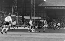 Viv Busby moves through the Blackpool defence
