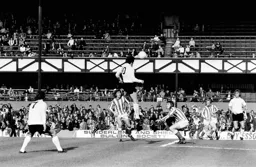 Vic Halom heads towards goal