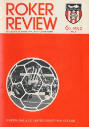 Programme: Sunderland vs Luton Town FC (14th Oct 1972)