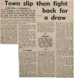 Match Report: Luton Town FC vs Portsmouth (18th Oct 1972)