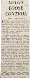 Match Report: Luton Town FC vs Hull City (21st Oct 1972)