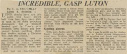 Match Report: Luton Town FC vs Swindon Town (4th Nov 1972)