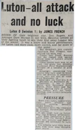 Match Report: Luton Town FC vs Swindon Town (4th Nov 1972)