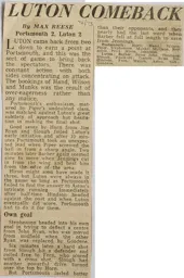 Match Report: Portsmouth vs Luton Town FC (11th Nov 1972)