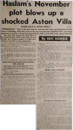 Match Report: Aston Villa vs Luton Town FC (18th Nov 1972)