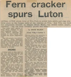 Match Report: Aston Villa vs Luton Town FC (18th Nov 1972)