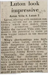 Match Report: Aston Villa vs Luton Town FC (18th Nov 1972)
