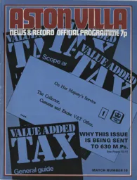 Programme: Aston Villa vs Luton Town FC (18th Nov 1972)