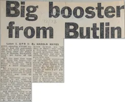 Match Report: Luton Town FC vs Queens Park Rangers (9th Dec 1972)