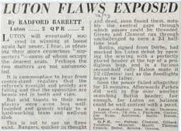 Match Report: Luton Town FC vs Queens Park Rangers (9th Dec 1972)