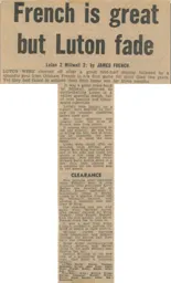 Match Report: Luton Town FC vs Millwall (16th Dec 1972)