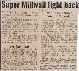 Match Report: Luton Town FC vs Millwall (16th Dec 1972)