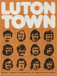 Programme: Luton Town FC vs Millwall (16th Dec 1972)