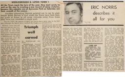 Match Report: Middlesbrough vs Luton Town FC (23rd Dec 1972)