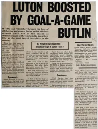 Match Report: Middlesbrough vs Luton Town FC (23rd Dec 1972)